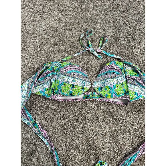 Victoria's Secret Wrap Tie Push-Up Bikini Top Multi Pattern Underwire Size 34D - Picture 2 of 7